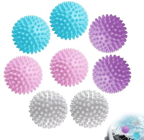 8 Pcs Tumble Dryer Balls, Silicone Laundry Balls Reusable Dryer Balls Non-Melt New Softer Material Washing Balls for Home Clothes Cleaning
