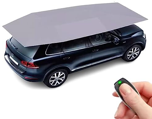HTDRE Abri de Voiture Mobile Universel, abri de Voiture Mobile Pliable entièrement Automatique, auvent de carport Mobile pour Tente extérieure, télécommande (Gris 5,2 m)