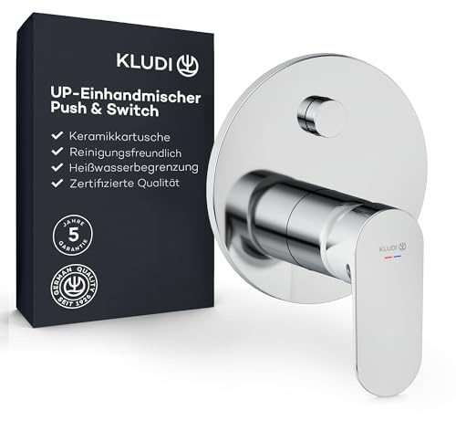 KLUDI-X1 Unterputz Duscharmatur mit Heißwasserbegrenzung, Mischbatterie für 2 Verbraucher, Eigensicher gegen Rückfließen, Chrom, benötigtes Zubehör KLUDI Slimbox (Art. 88022)