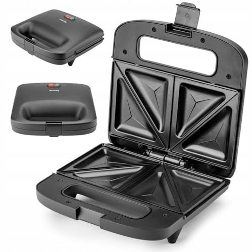 Huslog Tostadora, Sandwichera, Sandwich, Revestimiento Antiadherente, 750w, Triángulos, Negro