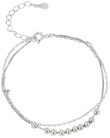 Hmzidz Pulsera Bolitas Plata para Mujer,Pulseras Plata de Ley 925 con Charms,Pulsera Eslabones,Brazalete Mujer,Joyería Regalo para Mejores Amigas Madre Colega Amante