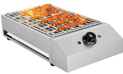 YHUEGH Portable sin Humo Barbacoa de la Parrilla, 2600W Tubo de Calentamiento eléctrico mariscos Carne Kebab máquina, 50-300℃ Control de Temperatura, encimera de Acero Inoxidable Plancha de Barbacoa