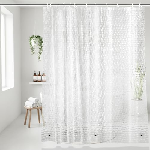 OTraki Duschvorhang 180x200, Antischimmel Duschvorhang Waschbar Eva Badvorhang Wasserdicht Duschvorhänge Badewanne 3D Halbtransparent Badezimmervorhang mit 12 Ringen