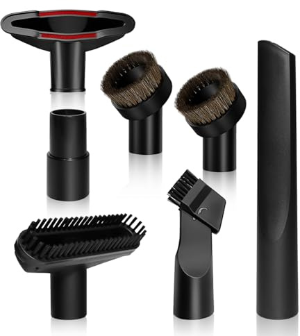 7Pcs Vacuum Cleaner Accessories Set, Universal Vacuum Attachments Cleaning Kit with 32mm-35mm Hose Adapter Crevice Brush for Sofa Carpet Black