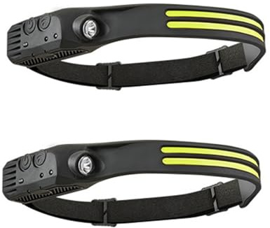 ANTUK Head Torch Rechargeable, 230° Wide Beam LED Headlamp with Motion Sensor, 2 Modes, Waterproof Lightweight Headlight for Running/Camping/Hiking/Fishing (2, 2 Front Led Lichtleiste)