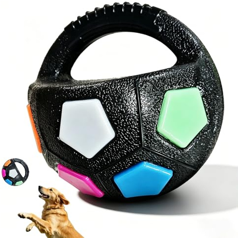 FOSER Hundeball Hundespielzeug, 12cm Hundespielzeug Unzerstörbar mit Handle, Schwimmfähiges hundebälle für Große Mittelgroße Hunde (Schwarz)