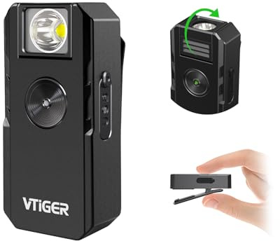 VTIGER C1 Rechargeable EDC Flashlight Clip-on Light, 1300 Lumens Powerful Portable Mini Swivel Clip Light,Multi-Mode,IPX6 Waterproof, Magnetic Small Pocket Lights for Cycling,Working,Emergency,Signal