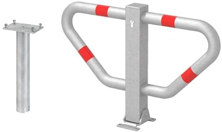 siwitec Parkplatzbügel umlegbar zum Einbetonieren + 3 Schlüssel, Parkplatzsperre, Parkpfosten, Poller, Sperrpfosten, Parkplatzblockierer