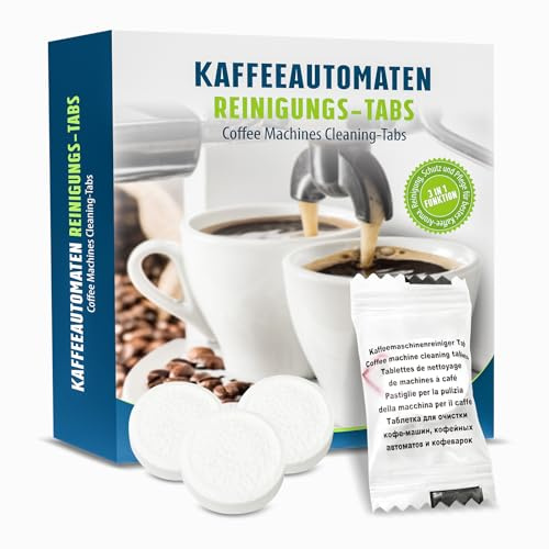 Pastillas limpiadoras 3 en 1 para cafetera automática, 100 unidades. Con oxígeno activo, compatibles con Siemens EQ, Jura, Melitta, Bosch. Para un grupo de dispensación limpio y mejor aroma