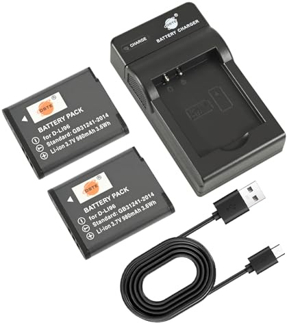 DSTE Paquete de 2 baterías recargables de iones de litio D-LI96 y cargador USB compatible con cámara Pentax WG-1000