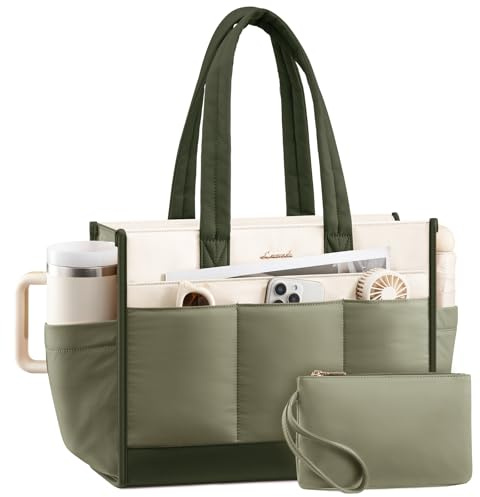 LOVEVOOK Handväska för damer, shopperväska, puffer laptopväska, stor tote-väska, kvinnors lärarväska, skolväska, axelväska, handväska för universitet, affärer, skola, 15,6 Zoll, Samtida
