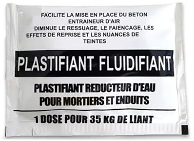 Plastifiant béton | Fluidifiant en dose de 40ml | lot en doses (5, 10 ou 50) | 1 dose = 1 sac de ciment de 35kg (10)