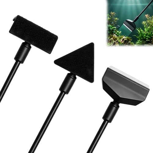 Aquarium Scheibenreiniger, 3 in 1 Aquarium Reinigungsset mit Abnehmbarer Griff Algenschaber und Reinigungsschwamm Aquarium Zubehör Werkzeug für Glas Fischbecken