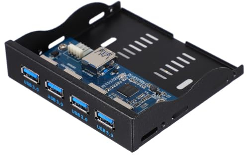 Hemobllo Panneau Avant USB 3.0 Multifonctionnel en Acier Inoxydable 3,5 Pouces 4 Ports USB Haute Performance pour Baie de Lecteur de Disquettes