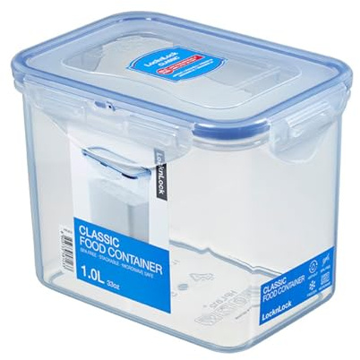 LocknLock CLASSIC Frischhaltedose | 1 L | 15 x 10,9 x 11,7 cm | Vorratsdose | Spülmaschinen-, und Mikrowellengeeignet | 4-fach Sicherheits-Verschluss