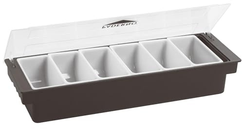 Paderno 44103-06 Contenitore 6 Scomparti, Portacondimenti 6 Vaschette ideale per Insalata e Condimenti, Lavabile in lavastoviglie, Dimensioni: 49x15 cm, ABS