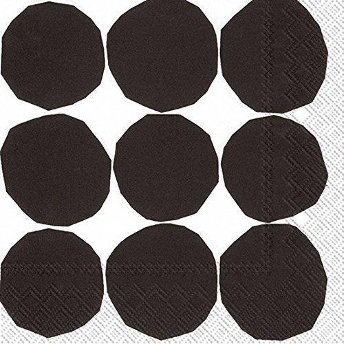 Boston International L606479 Count Paper Luncheon Napkins, Black/White Ideal Home Range Marimekko Papierservietten, 20 Stück, Kivet Schwarz/Weiß, Papier