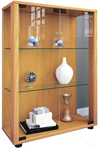 VCM,911993,Sammelvitrine AA8Standvitrine GlasvitrineGlasregal Vitrine GlasSchaukasten ohne Beleuchtung Buche Sintalo, 80 x 60 x 25 cm