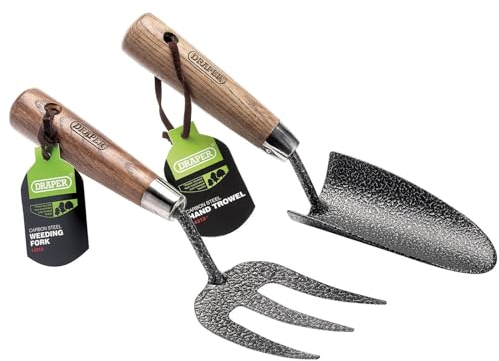 Draper Cazzuola e rastrello da Giardino 83776 Acciaio al Carbonio Resistente, con Manici in Legno di Frassino (2 pz)