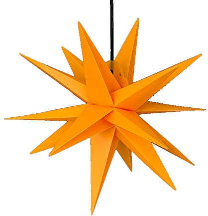 LED WEIHNACHTSSTERN beleuchtet 3D GELB XL 65 cm INKL. LEUCHTMITTEL (auswechselbar) Faltstern Leuchtstern Außenstern Adventsstern wetterfest für außen und innen 4m Kabel von Dekowelt