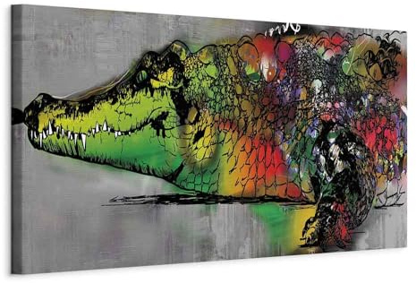murando - Leinwandbild Alligator Krokodil, 150x50 cm, 1-teilig, Wohnzimmer | Hochwertige Leinwand, sofort aufhängbar, ideal fürs Wohn- oder Schlafzimmer, wasserfest und lichtecht, langlebig, stilvoll