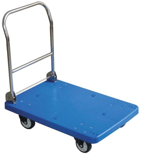 HENDI Plattformwagen, AmerBox, zusammenklappbar, bis 200kg Tragkracht, mit 2 Lenkrollen, Transporthilfe, Transportkarre, Transportwagen, 742x480x(H) 845mm, Polypropylen, Edelstahl, blau