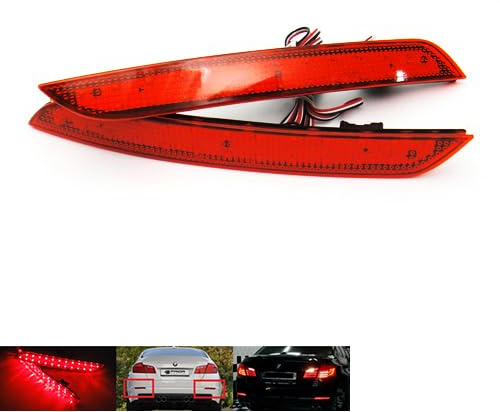 2x lente roja parachoques trasero reflector LED niebla cola parada luz de freno DRL para 2009-13 F10 F11 5 Series Pre LCI