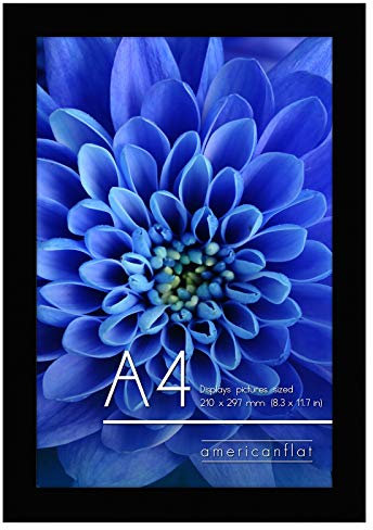 Americanflat A4 Picture Frame in Black - Engineered Wood with Shatter Resistant Glass - Horizontal and Vertical Formats for Wall and Tabletop - 21x29.7 cm