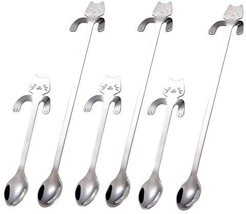 ESRISE Katzen Kaffeelöffel Set Kätzchen Edelstahl Löffel Set， Katze Kaffee Löffel, Katzen Geschenke für Frauen, Geschenk für Katzenliebhaber