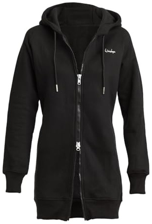 Lange, kuschelige Hoodie-Jacke J006 mit 2-Wege-Zipper