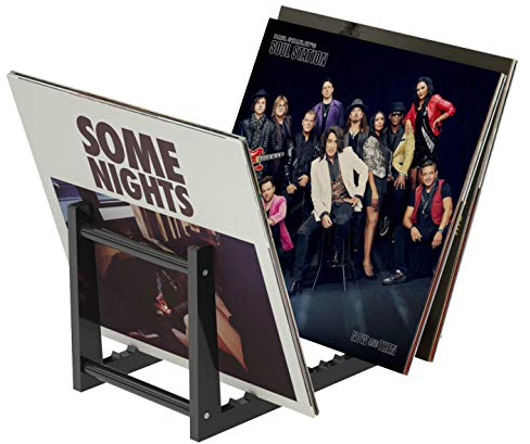 HIIMIEI Schallplatten Aufbewahrung, Acyrl Abnehmbar Schallplattenständer | Schallplattenregal mit 12 rutschfeste Rillen für 50 Vinyl-Schallplatten LPs Zeitschrift |13.7x6.65x7.5 inch- Schwaz