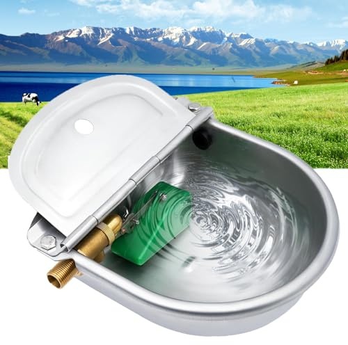 Junniu Automatic Dog Water Bowl Dispenser, Large Breed, Outdoor, Stainless Steel, Auto Fill, Pet Waterer, Drinking Trough for Dogs, Horse, Goat, Chicken, Pig, Cattle, 0.66 Gallon Capacity