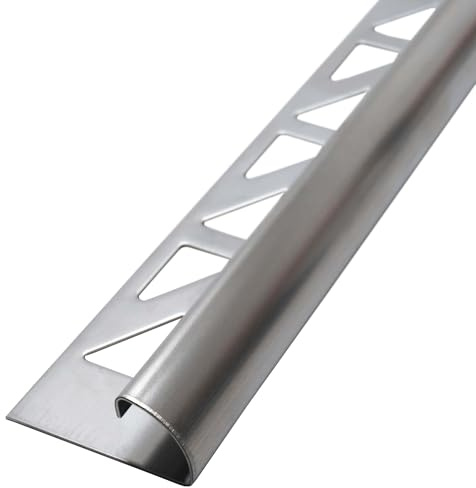 Dalsys Fliesenschiene Viertelkreis 250cm x 12,5mm Edelstahl gebürstet | Kantenschutzschiene für Fliesenkanten, Übergang zu Naturstein oder Feinsteinzeug, Fugenabschluss, rostfrei