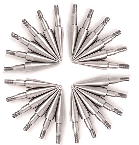 ACCMOS Rostfreier Stahl Schraubengewinde Pfeilspitze Superscharf Bogenschießen Pfeilspitze 100 Grain Zielfeldpunkt für AD 7,4 mm Pfeilschaft, Jagdpfeile Zubehör (24pcs)