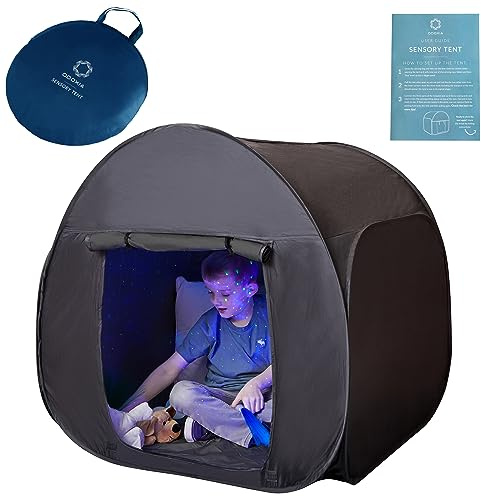 Tienda sensorial | Rincón de Calma para Que los niños jueguen y se relajen | Ayuda en Autismo, TPS, ansiedad y concentración | Tienda sensorial Negra para niños autistas | Sensory Tent V3 (Small)