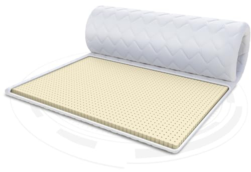 FDM Matratzentopper Latex Matratze Topper 80x200 cm Härtegrad H3 Höhe ca. 2 cm Allergiker Geeignet Öko-Tex Weiß