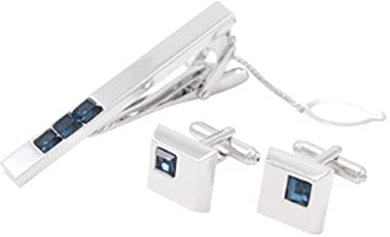 Krawattenklammern Silber Metall Kleidung Lavalier Clip Herren Krawattenklammer Business Geschenk Manschettenknöpfe Krawatte Kombination Geschenkbox