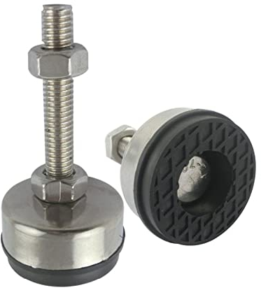 2 Stück M20 x 120 mm verstellbare Möbelgewinde-Nivellierfüße, Edelstahl mit Gummibasis, 85 mm Durchmesser, for Sofa, Schrank, Werkstätten, Büros, Fußschalen