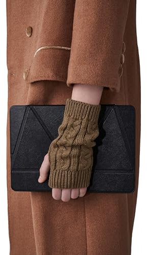 MERSADA Handschuhe ohne Finger Handstulpen Fäustlinge Damen fingerlose Handschuhe mit Spitze (hellbraun)