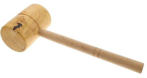 jojofuny High Strength Mallet Wooden Hammer with Khaki Synthetic Material Handle, Easy to Use Large Wooden Mallet for Woodworking and Carpentry Tasks