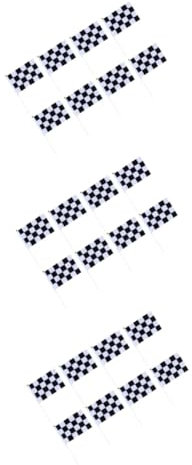 Kisangel 3 Sets 14 X 21 Cm Polyester-rennflaggen Mit Kariertem Gitter Für Rennwagen-events Schwarz-weiße Mini-rennwimpelflaggen 24 Stück * 3