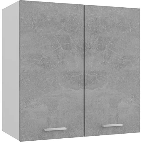 ShCuShan Hängeschrank Betongrau 60x31x60 cm Wandschrank HäNgend HäNgeschrank Schlafzimmer Wandschrank KüChenhäNgeschrank Holzwerkstoff