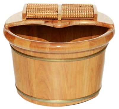 UYDJAKX Holz-Fußbad-Eimer, Fußwaschbecken für Fußbad, Fußbad-Eimer aus massivem Zedernholz, Fuß-Spa-Eimer mit Massage, Fußbadewanne Super ea Vision Star of Light