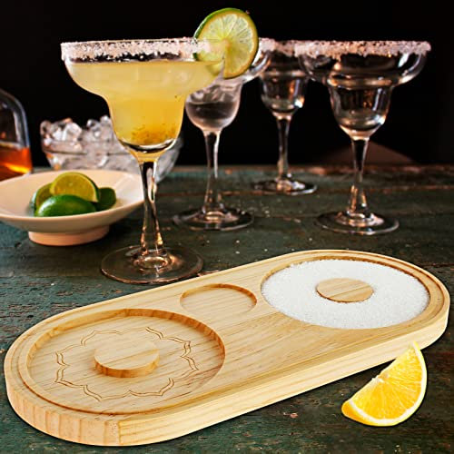 Abizarch Margarita Salt Rimmer riutilizzabile Bamboo Sugar Salt Rimmer con doppio piatto Bar Glass Rimmer Contenitore per spezie Strumento barista per cocktail e margarita (pagamento grafico)