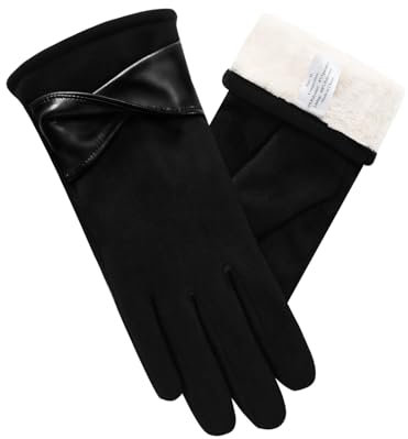 vislivin Winter Warm Handschuhe Damen Touchscreen Handschuhe Wildleder Winterhandschuhe mit Gefütterten Gloves Schwarz XL