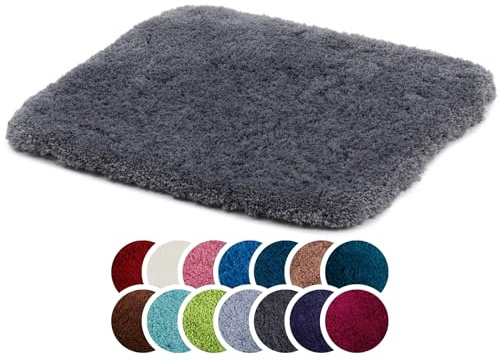 liebling Superior Badteppich mit Anti-Rutsch-Beschichtung, 100% Polyester (Mikrofaser), 50 x 45 cm, 30 Grad waschbar, Fußbodenheizung geeignet, Farbe: anthrazit