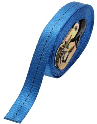 Hihaha Ratchet Tie Down Straps/Heavy Duty Tensioning Belts Motorcycle Trailer Trucks Cargo/Adjustable 800kg 1x 23' / 1 Pcs Blue