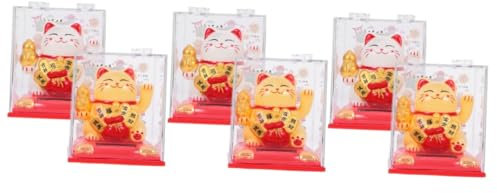 IMIKEYA 6 STK Glückliche Katze Japanische Glückskatze Haushaltskatzenfigur Chinesische Winkende Katze Chinesische Glückskatze Reichtumskatze Winkt Mit Dem Arm Reichtum Katze Figur Pp