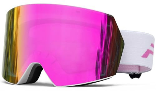FMY Skidglasögon för män, kvinnor och ungdomar – anti-dimma UV400-skydd snowboard snöskidglasögon för vuxna