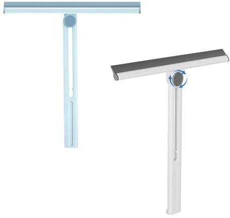 FOSDICK 2PCS Rasquetas Giratorio de 360°, Limpiacristales para Ducha Plegable, Limpia Mamparas Ducha Cristal de Silicona, 28x30cm Rasqueta limpiacristales, Limpiacristales Ducha(Azul, Blanco)